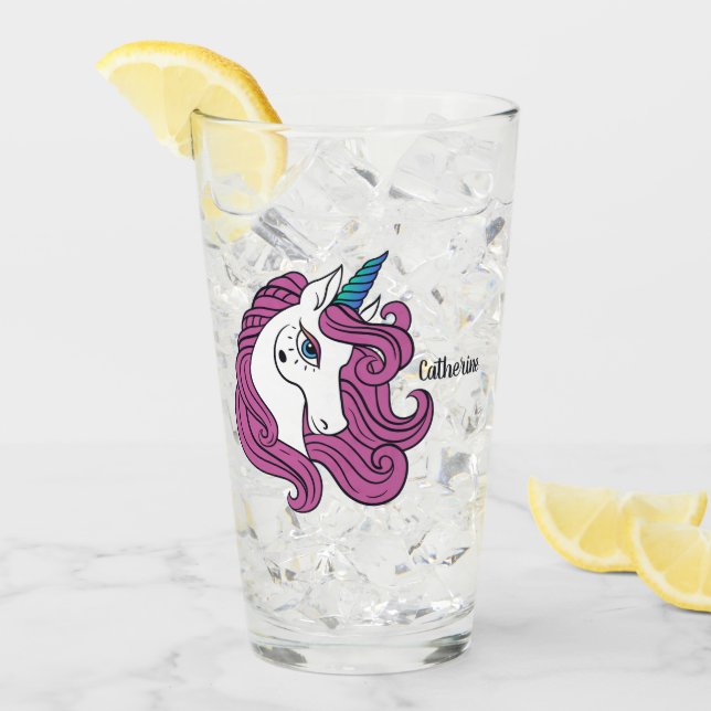 Niedliches Unicorn-Name-Literglas Glas (Vorderseite Ice)