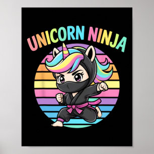 Niedliches Unicorn Ninja Girl Niedliche Vorschule Poster