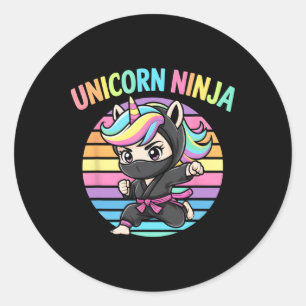 Niedliches Unicorn Ninja Girl Niedliche Vorschule Runder Aufkleber