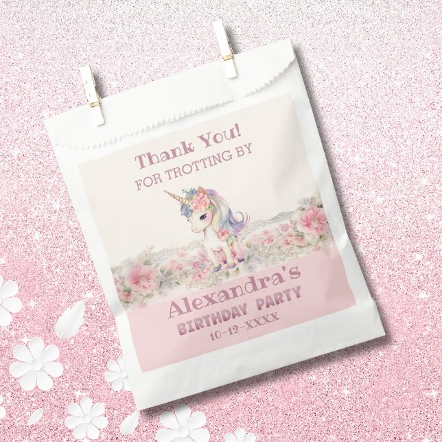 Niedliches Unicorn Pink Girl's Birthday Danke Geschenktütchen (Von Creator hochgeladen)