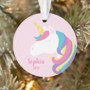 Niedliches Unicorn Polka Dot Personalisiert Girl Ornament