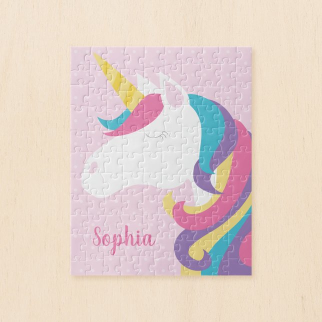 Niedliches Unicorn Polka Dot Personalisierte Kinde Puzzle (Von Creator hochgeladen)