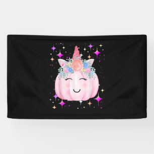 Niedliches Unicorn Pumpkin Halloween Girls Kids Fu Banner