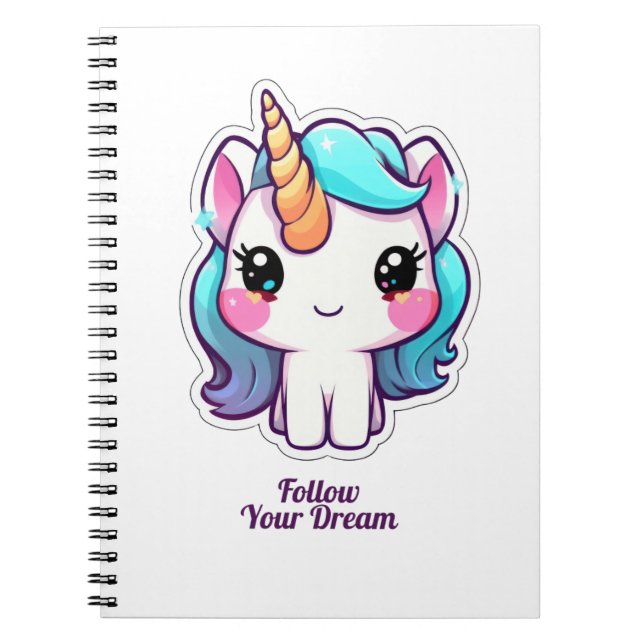 Niedliches Unicorn Spiral Foto Notebook - Folgen S Notizblock (Vorderseite)