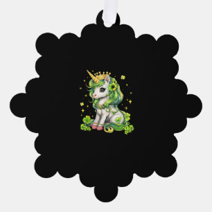 Niedliches Unicorn St Patricks Festival Moon and S Ornament Karte