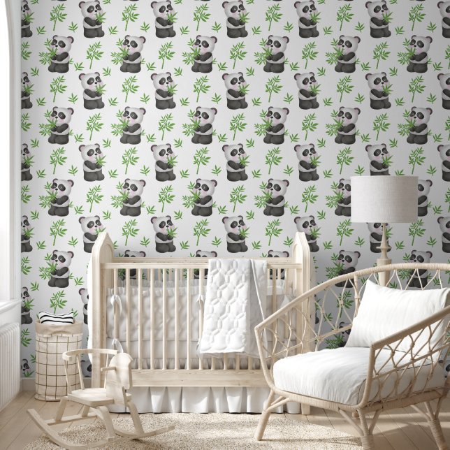 Niedliches unisex Panda Kinderzimmer gekachelt Tapete (Kinder)