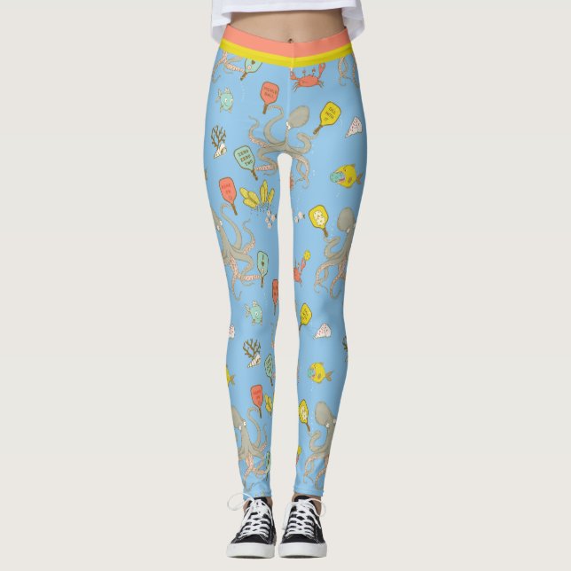 Niedliches Unterwasserpickleball (kleine Fliesen) Leggings (Vorderseite)