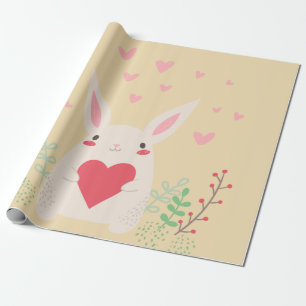 Niedliches Valentin des Kaninchens Geschenkpapier