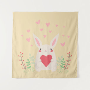 Niedliches Valentin des Kaninchens Wandteppich