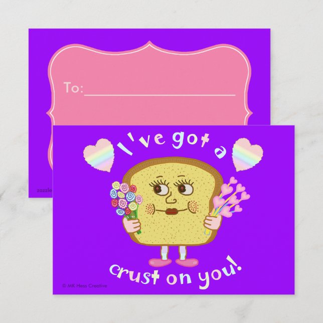 Niedliches Valentine Brot Pub Kinder Unterricht Einladung (Vorne/Hinten)