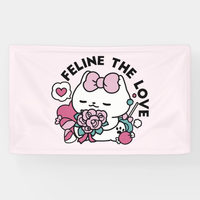 Niedliches Valentinisches Katzendesign - Feline th Banner (Horizontal)