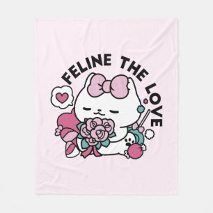 Niedliches Valentinisches Katzendesign - Feline th Fleecedecke