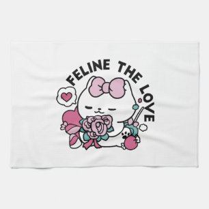 Niedliches Valentinisches Katzendesign - Feline th Geschirrtuch