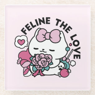 Niedliches Valentinisches Katzendesign - Feline th Glasuntersetzer