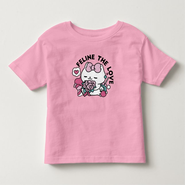 Niedliches Valentinisches Katzendesign - Feline th Kleinkind T-shirt (Vorderseite)