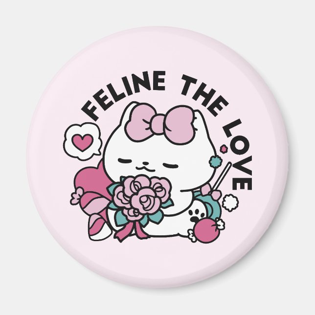 Niedliches Valentinisches Katzendesign - Feline th Magnet (Vorne)