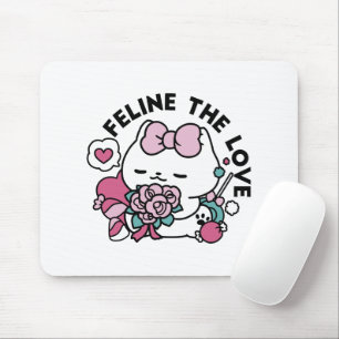 Niedliches Valentinisches Katzendesign - Feline th Mousepad