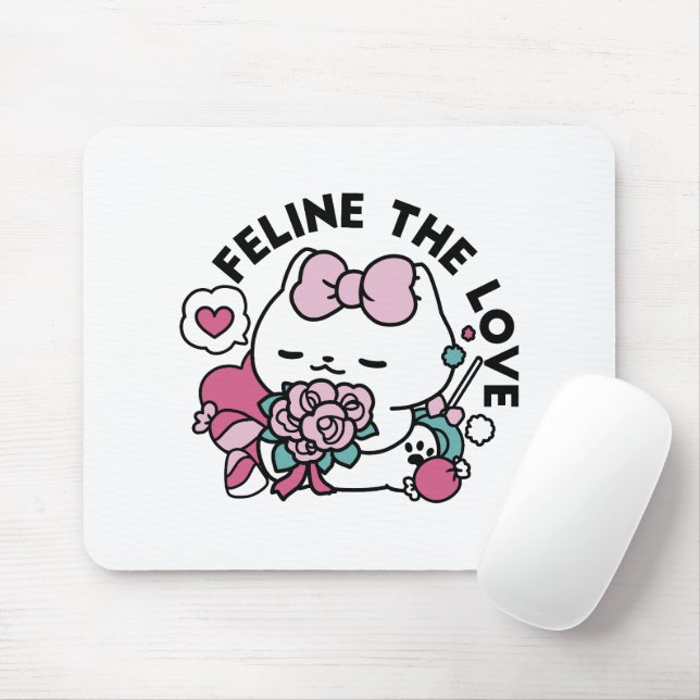 Niedliches Valentinisches Katzendesign - Feline th Mousepad (Mit Mouse)