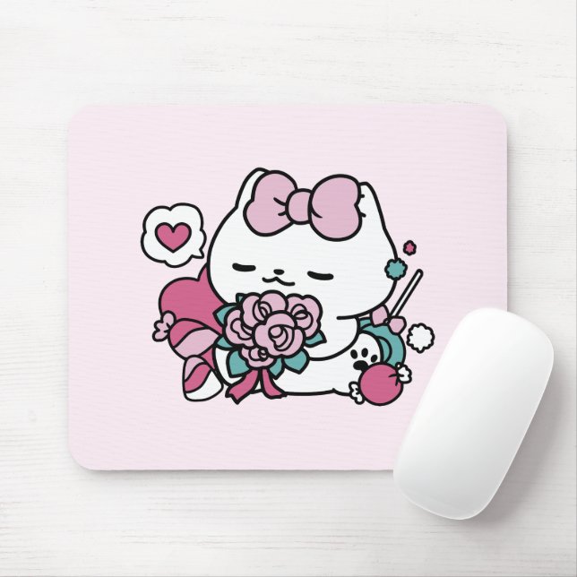 Niedliches Valentinisches Katzendesign - Feline th Mousepad (Mit Mouse)