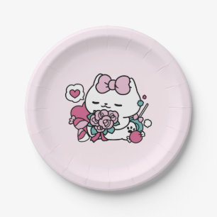 Niedliches Valentinisches Katzendesign - Feline th Pappteller