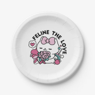 Niedliches Valentinisches Katzendesign - Feline th Pappteller