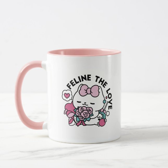 Niedliches Valentinisches Katzendesign - Feline th Tasse (Links)