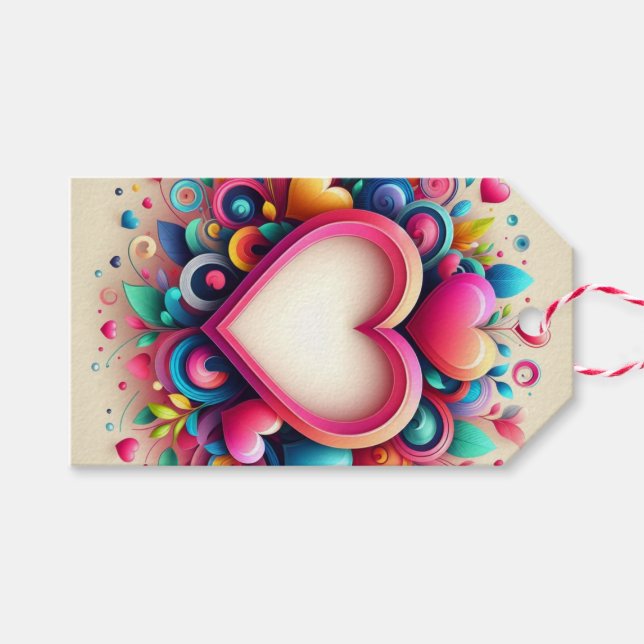 Niedliches Valentintagsherz Geschenkanhänger (Vorderseite (Horizontal))