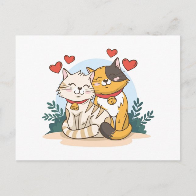 Niedliches Valentintagskind mit Katzen Postkarte (Vorderseite)