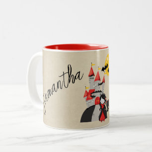 Niedliches Vampir Girl and Spuk Castle Halloween Zweifarbige Tasse