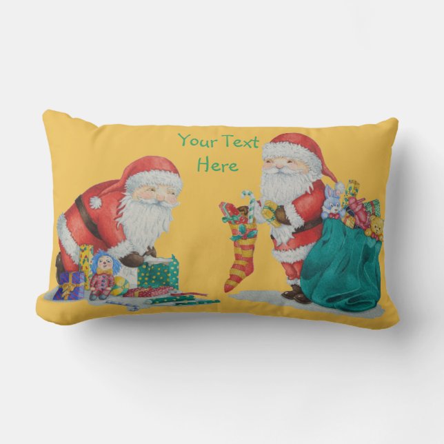 Niedliches Vaterweihnachten mit Spielwaren und Lendenkissen (Vorderseite)