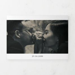 Niedliches verbindendes Herz Schriftart Foto Hochz Dreifach Gefaltete Einladung