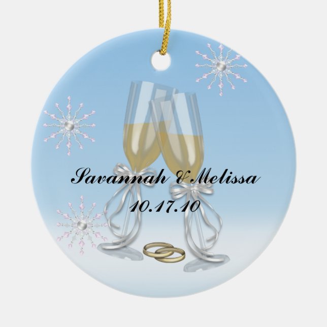 Niedliches verheiratetes; Unser erstes Weihnachten Keramik Ornament (Vorne)