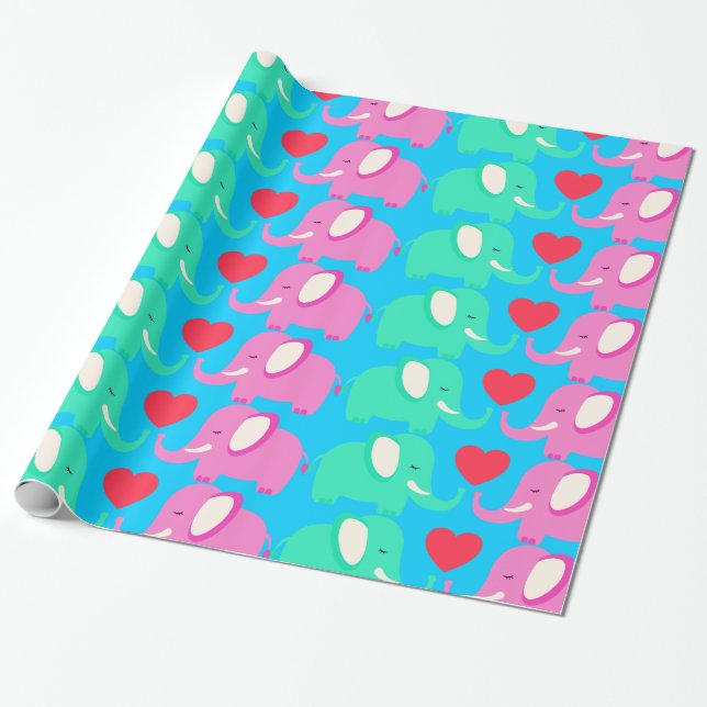 niedliches Verpackungspapier des Elefant Geschenkpapier (Ungerollt)