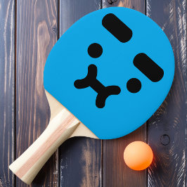 Niedliches, verwirrtes Pouty Face Blue Ping Pong P Tischtennis Schläger