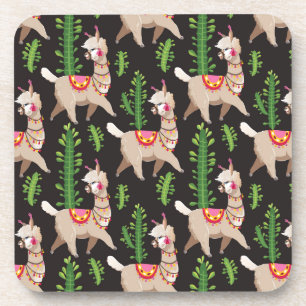 Niedliches verziertes Lama-Muster Getränkeuntersetzer