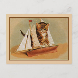 Niedliches viktorianisches Katzen-Kätzchen-Spielze Postkarte