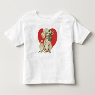 Niedliches Viktorianisches Poodle mit Rose und rot Kleinkind T-shirt