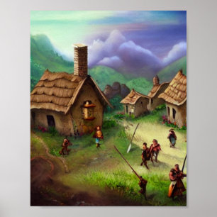 Niedliches Village Digital Art Poster