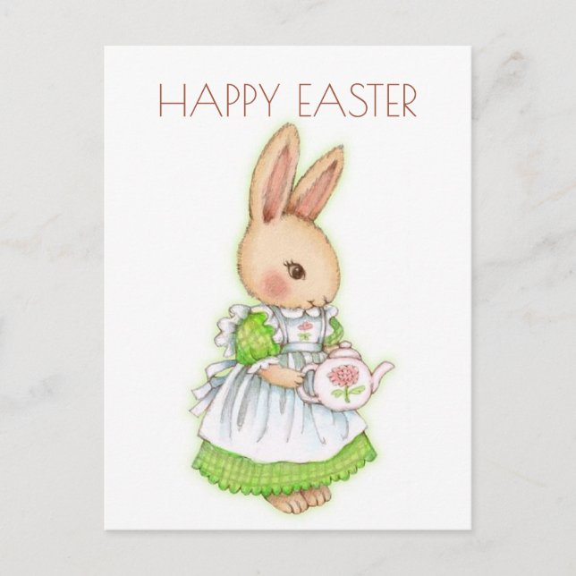 Niedliches Vintag Osterhasen Postkarte (Vorderseite)