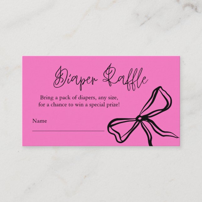 Niedliches Vintag-rosa-schwarzes Bow-Windeln Begleitkarte (Vorderseite)