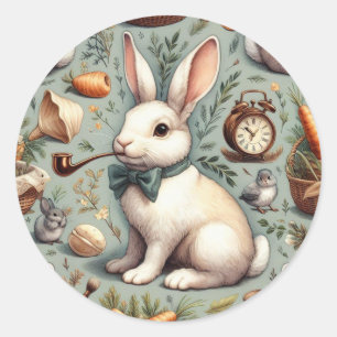 Niedliches Vintage-Kaninchen Runder Aufkleber