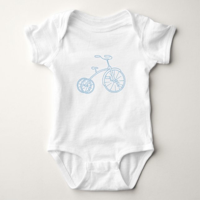 Niedliches Vintages Baby Blue Tricycle Strampler (Vorderseite)