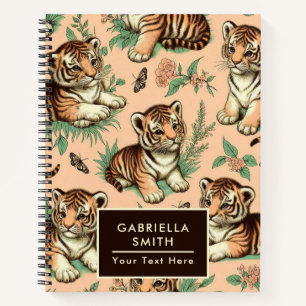 Niedliches Vintages Baby Tiger Muster Notizbuch