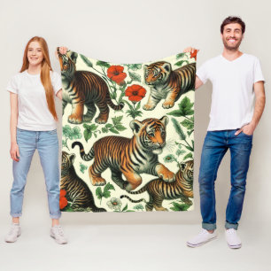 Niedliches Vintages Baby Tiger Nahtlos Fleecedecke