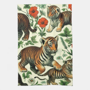 Niedliches Vintages Baby Tiger Nahtlos Geschirrtuch
