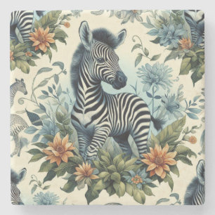 Niedliches Vintages Baby Zebra Watercolor Steinuntersetzer