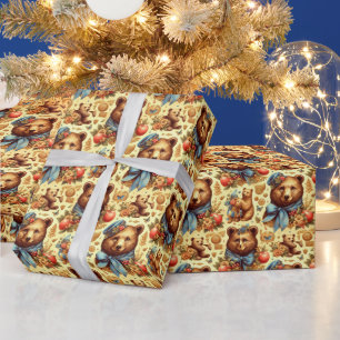 Niedliches Vintages Bärenwasser Geschenkpapier