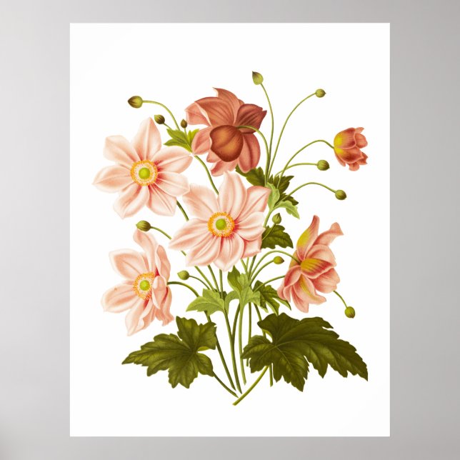 Niedliches Vintages Blumendekor Poster (Vorne)