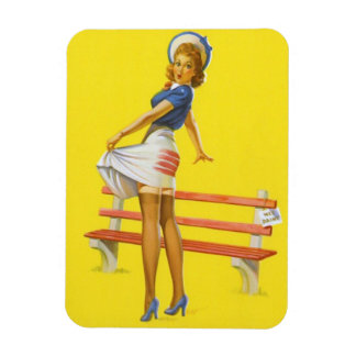 Niedliches Vintages Button Up Girl Magnet