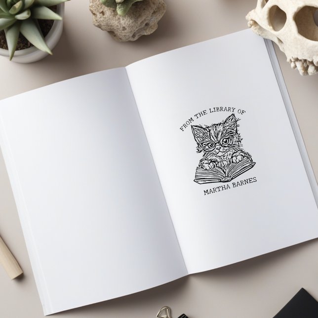 Niedliches Vintages Cat Library-Buchzeichen Gummistempel (Von Creator hochgeladen)